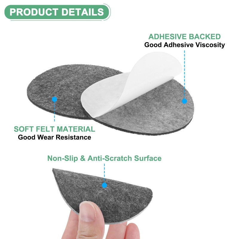 M METERXITY 10-Pack Lamp Base Felt, 3 Inch Dia. 2mm Thick Self Adhesive Round Fabric Felt Pads for Lamp/Furniture/DIY, Non-Slip Fiber Backed Patch Circles with Adhesive Backing [Grey] - Image 2